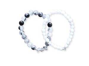 April Bracelet Stack || Tourmaline in Quartz, Herkimer Diamond & Moonstone Beaded Bracelet || Reiki Infused