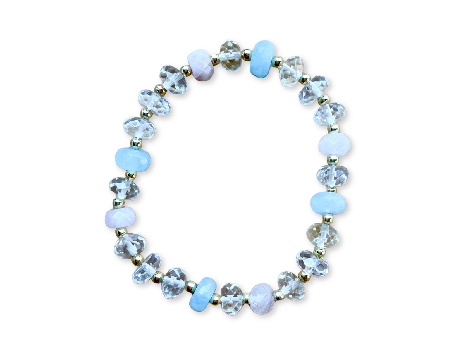 Aquamarine, Citrine, Clear & Rose Quartz Beaded Bracelet || Reiki Infused