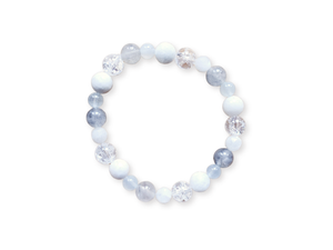 Aquamarine, Labradorite, Crackle Clear Quartz & Moonstone Faceted Bracelet || Reiki Infused