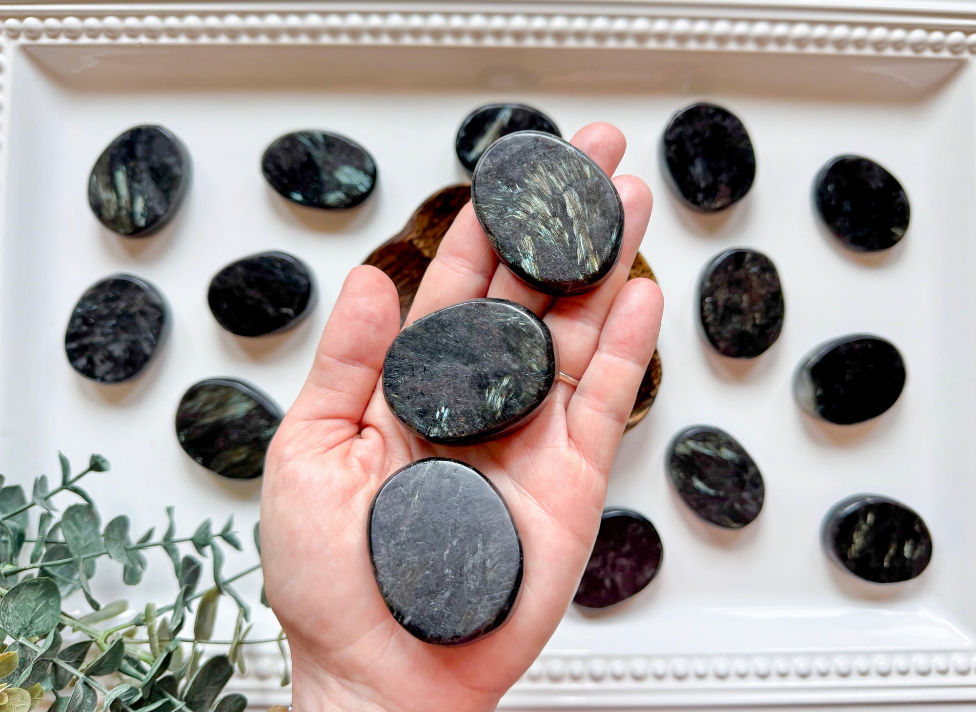 Astrophyllite Flat Palm Stone
