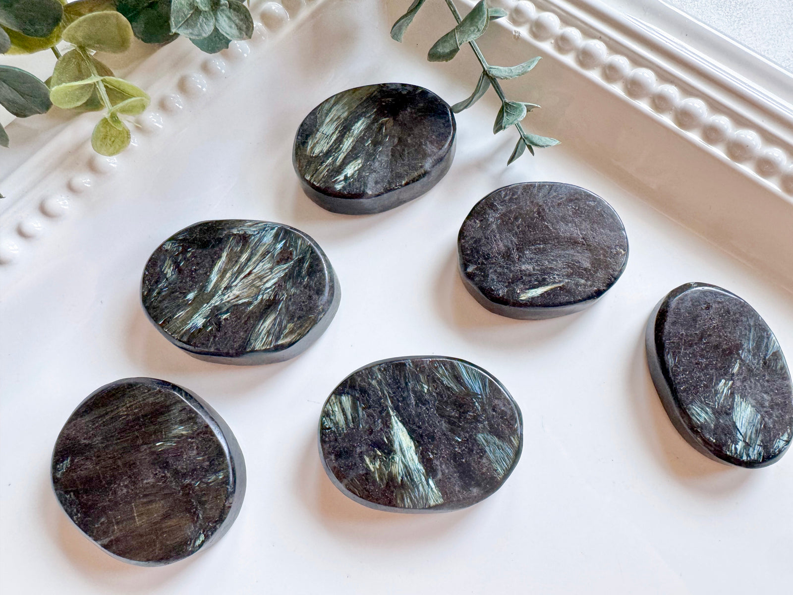 Astrophyllite Flat Palm Stone
