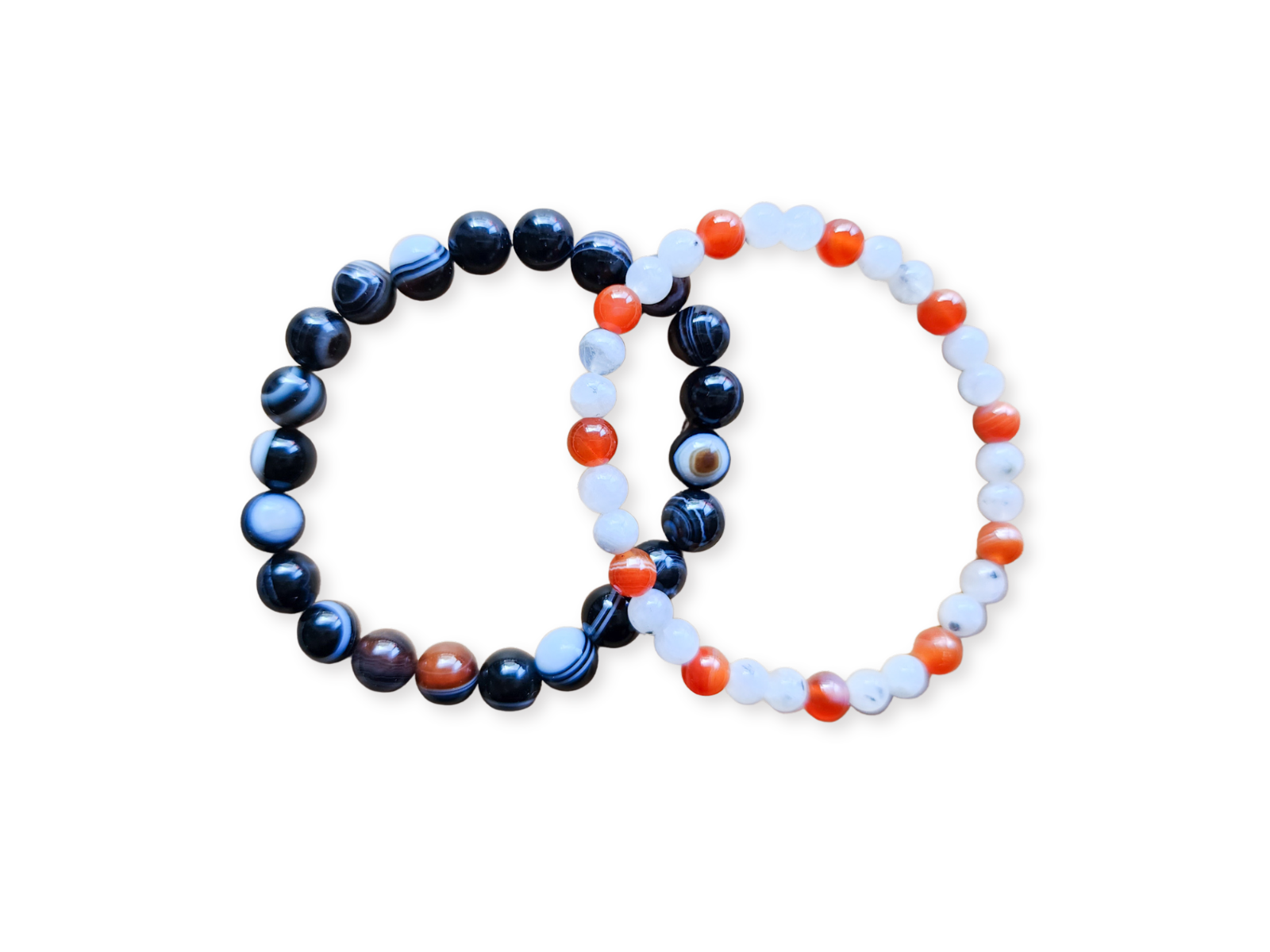 August Bracelet Stack || Sardonyx, Carnelian & Moonstone Beaded Bracelet || Reiki Infused