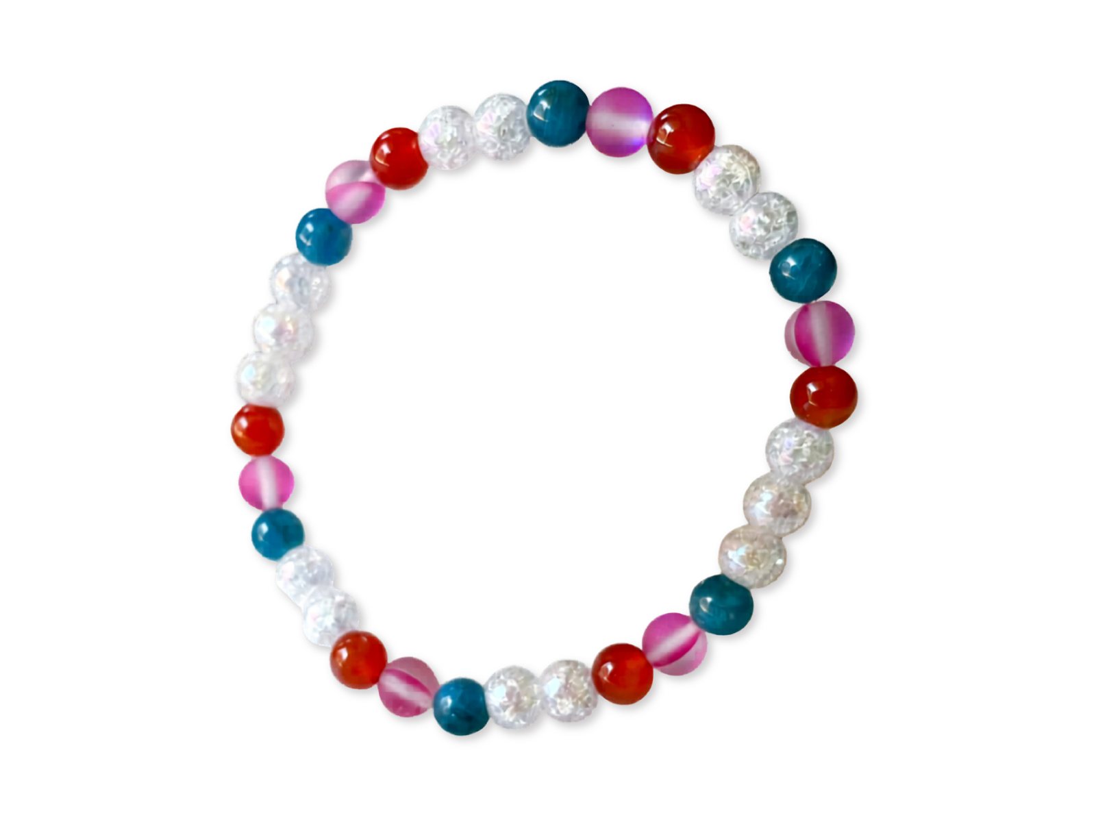 Aura Quartz, Carnelian & Apatite 6mm Beaded Bracelet || Reiki Infused