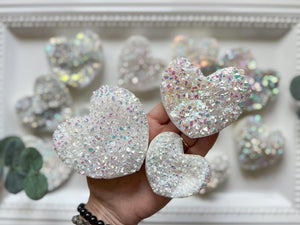 Aura Quartz Geode Heart