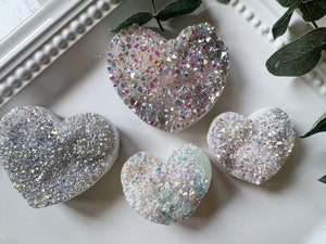 Aura Quartz Geode Heart