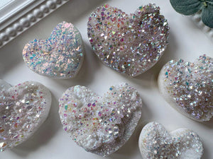 Aura Quartz Geode Heart