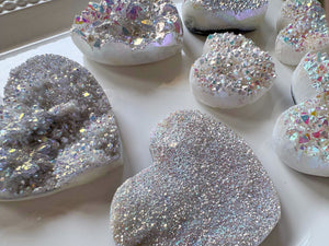 Aura Quartz Geode Heart
