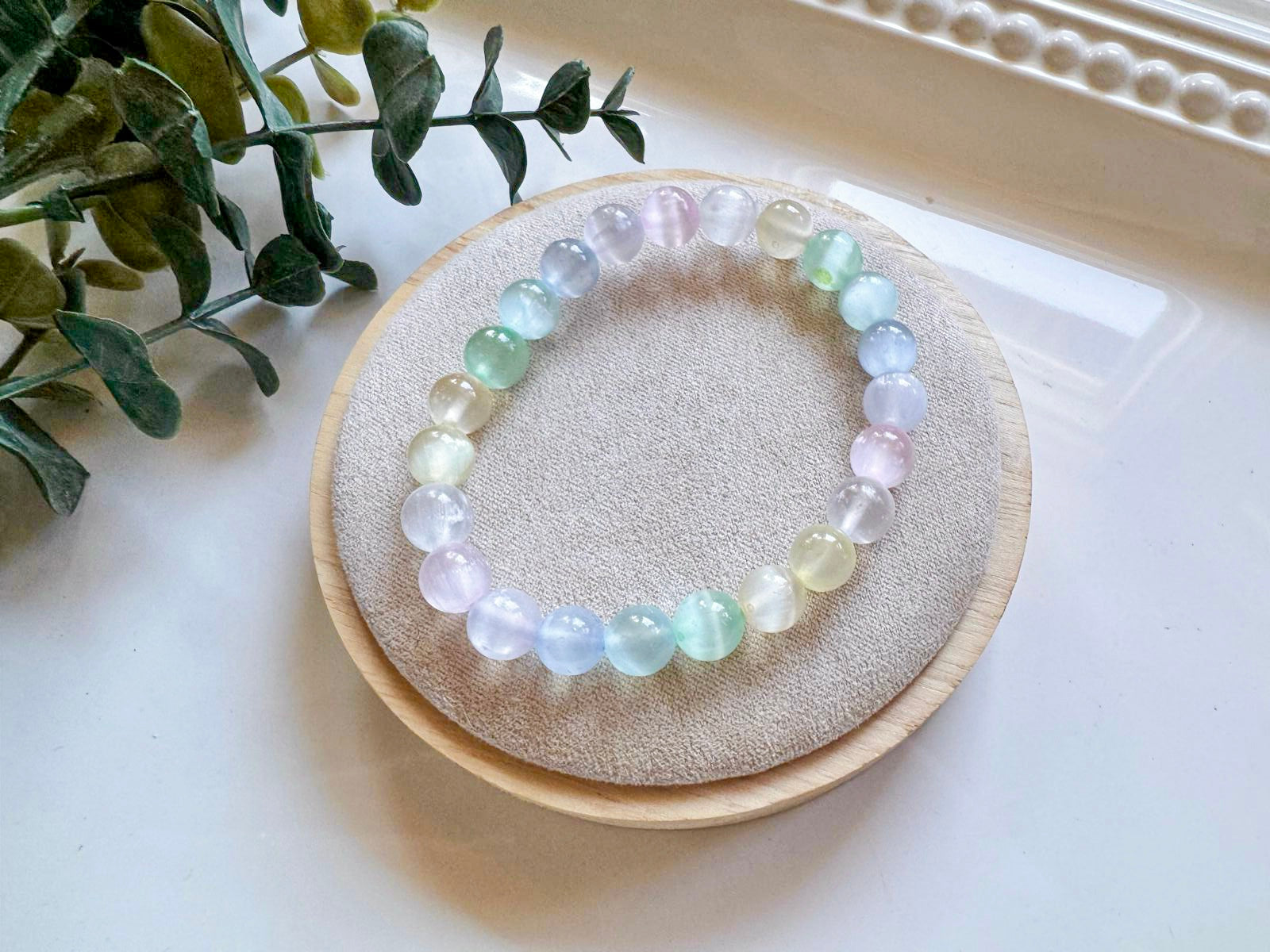 Aura Selenite 8mm Bracelet
