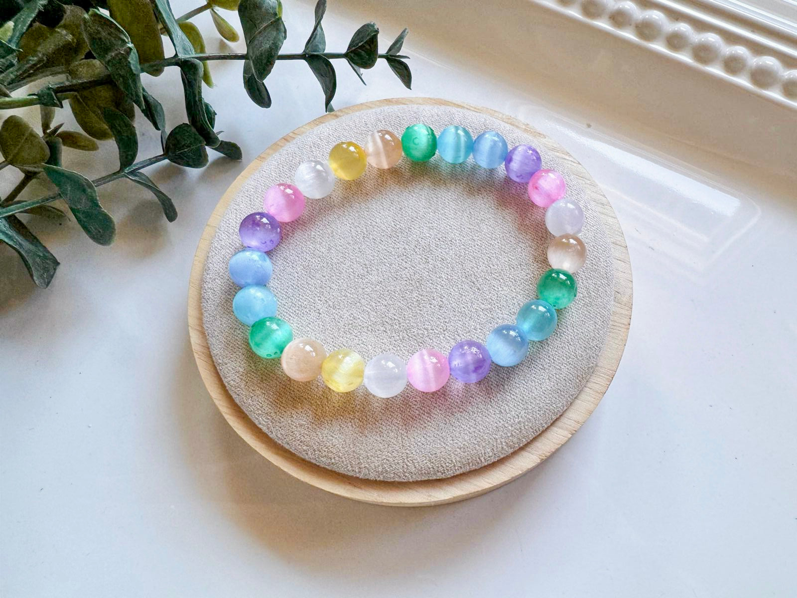 Aura Selenite 8mm Bracelet

