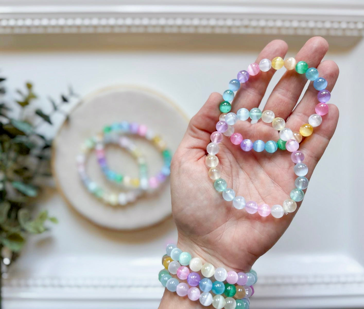 Aura Selenite 8mm Bracelet
