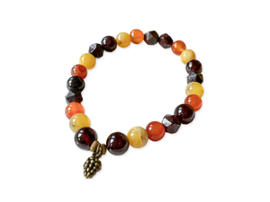 Autumn Equinox Carnelian, Garnet, Yellow Opal Beaded Bracelet || Reiki Infused