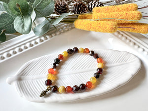 Autumn Equinox Carnelian, Garnet, Yellow Opal Beaded Bracelet || Reiki Infused (In Store)