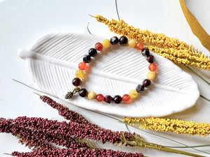 Autumn Equinox Carnelian, Garnet, Yellow Opal Beaded Bracelet || Reiki Infused (In Store)