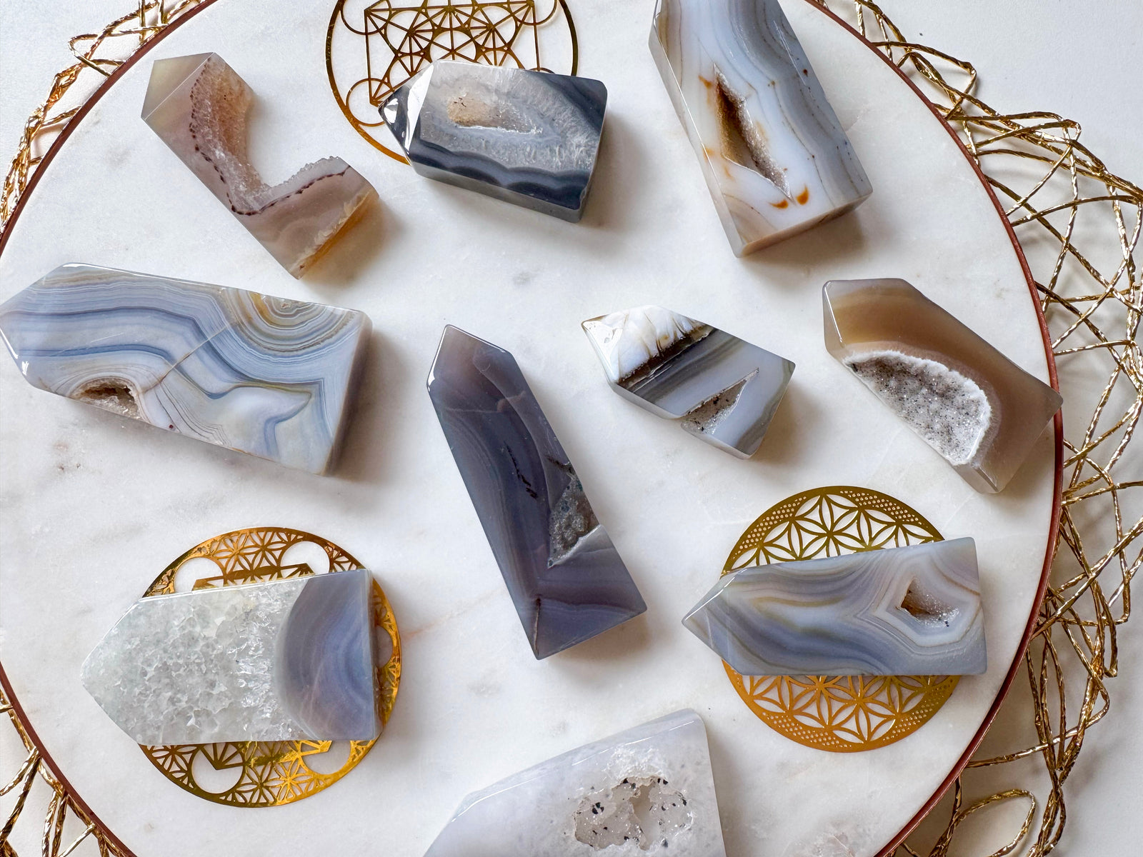 Druzy Agate Point || 4-Sided