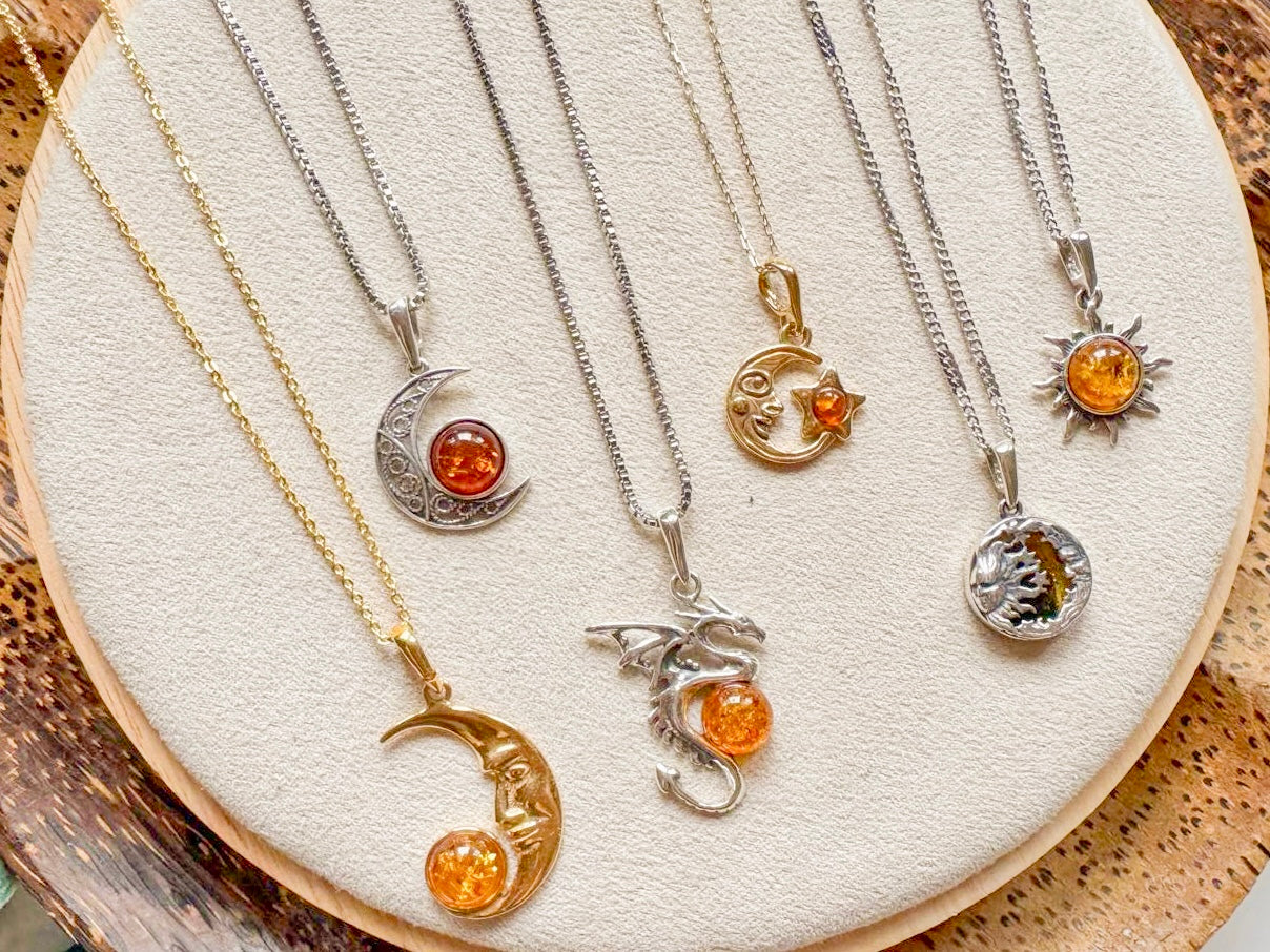 Baltic Amber Celestial Necklace Sterling Collection