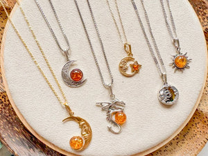 Baltic Amber Celestial Necklace Sterling Collection