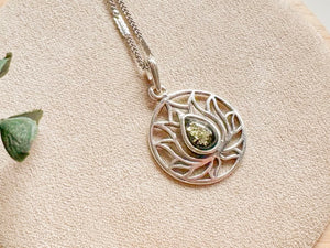 Baltic Amber Lotus Necklace Sterling Collection