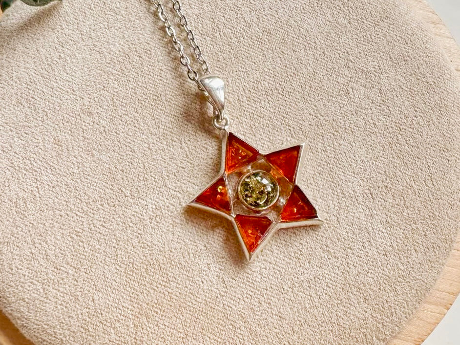 Baltic Amber Sacred Geometry Necklace Sterling Collection