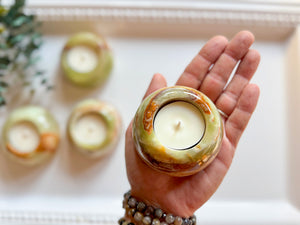 Banded Onyx Tealight Holder - Dome