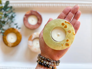 Banded Onyx Tealight Holder - Inverted Dome