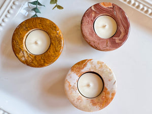 Banded Onyx Tealight Holder - Inverted Dome