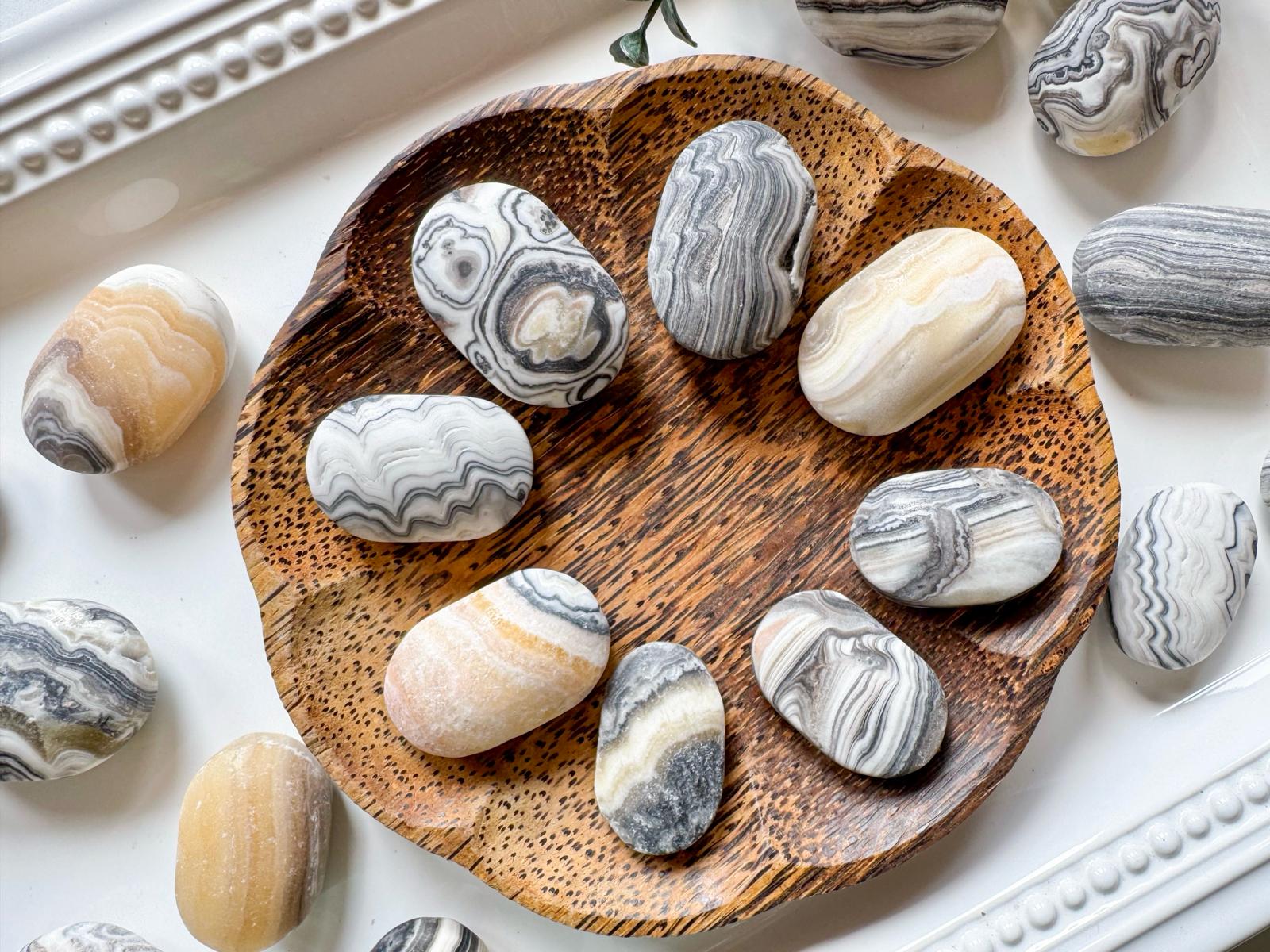 Banded Zebra Calcite Palm Stone
