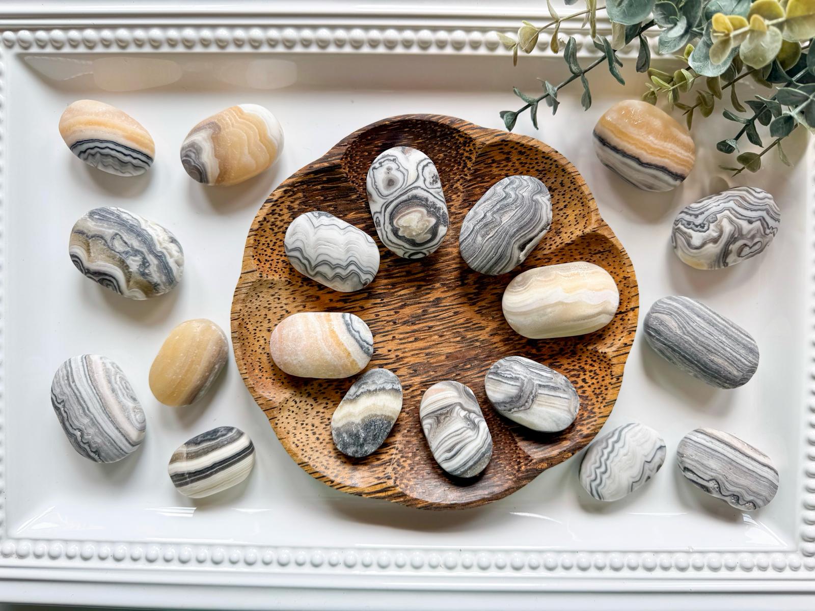 Banded Zebra Calcite Palm Stone
