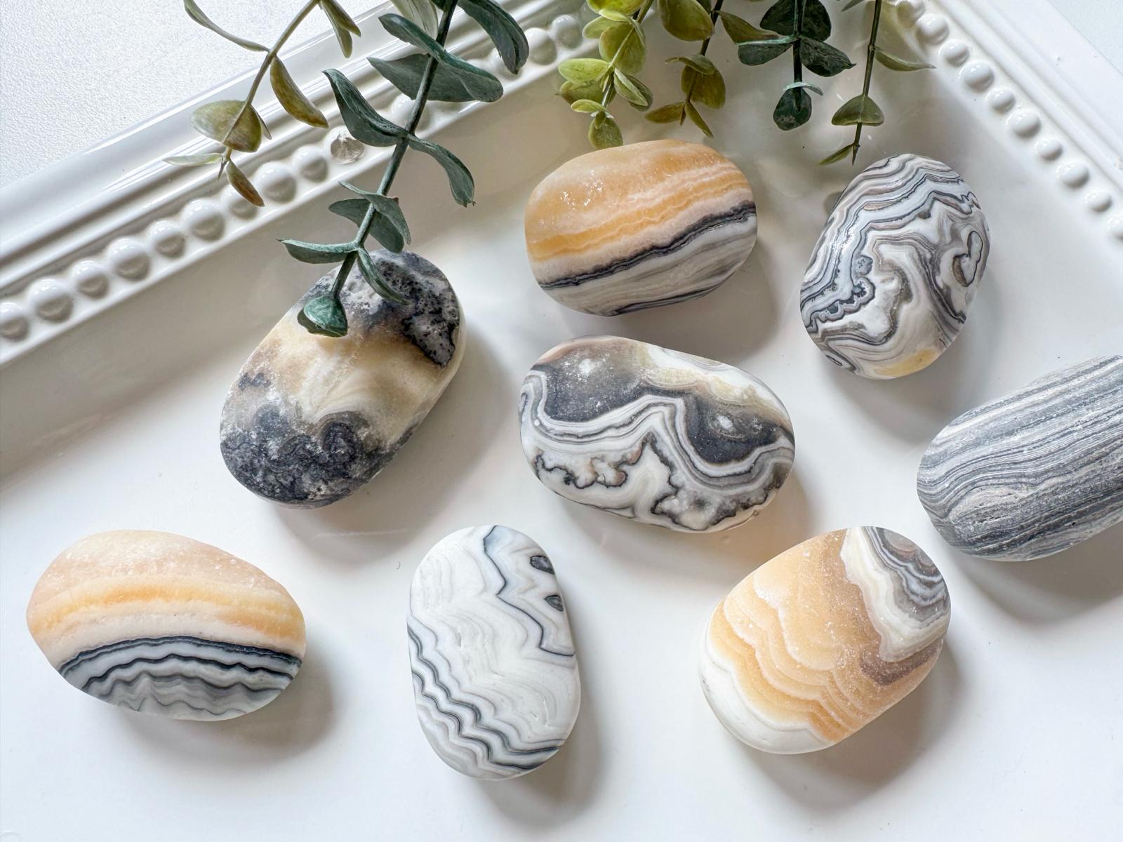 Banded Zebra Calcite Palm Stone
