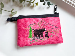 Bears & Mountain Embroidered Zippered Pouch || El Salvador