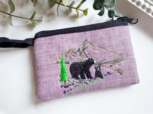 Bears & Mountain Embroidered Zippered Pouch || El Salvador