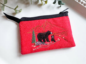 Bears & Mountain Embroidered Zippered Pouch || El Salvador