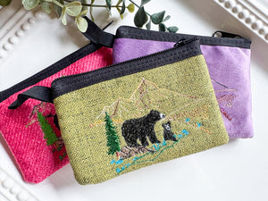 Bears & Mountain Embroidered Zippered Pouch || El Salvador