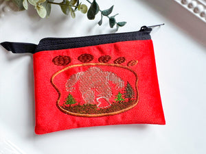 Big Foot in Foot Print Silhouette Embroidered Zippered Pouch || Ecuador