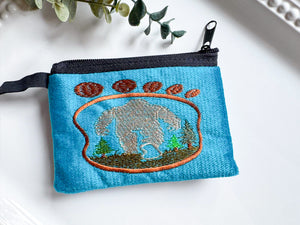 Big Foot in Foot Print Silhouette Embroidered Zippered Pouch || Ecuador