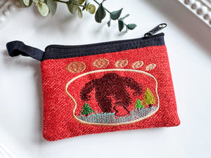 Big Foot in Foot Print Silhouette Embroidered Zippered Pouch || Ecuador