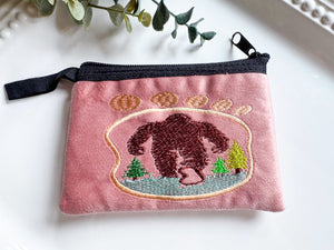 Big Foot in Foot Print Silhouette Embroidered Zippered Pouch || Ecuador