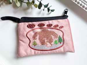 Big Foot in Foot Print Silhouette Embroidered Zippered Pouch || Ecuador