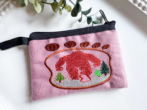 Big Foot in Foot Print Silhouette Embroidered Zippered Pouch || Ecuador9