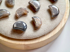 Black Golden Sunstone Mini Moon Carving