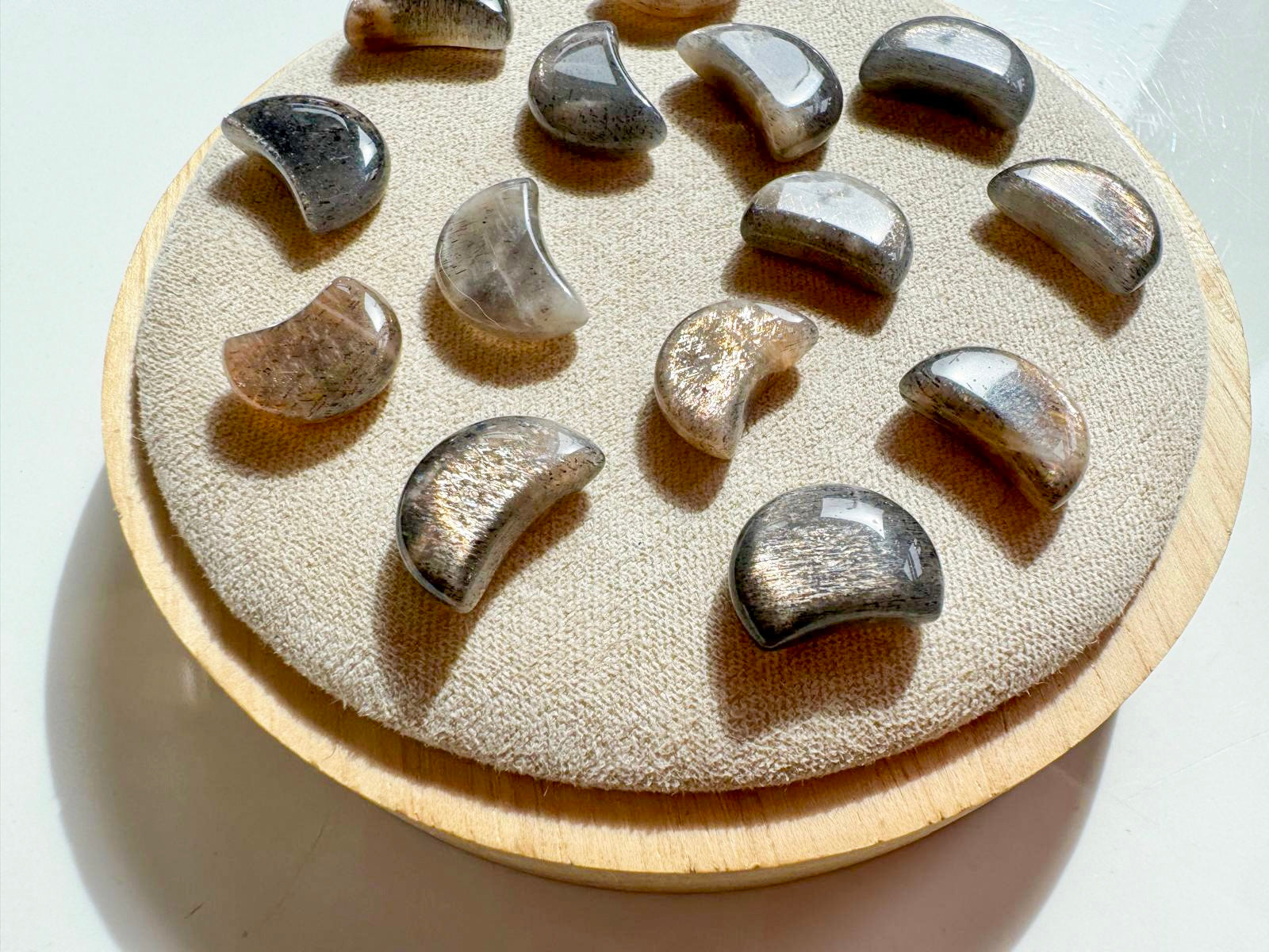 Black Golden Sunstone Mini Moon Carving