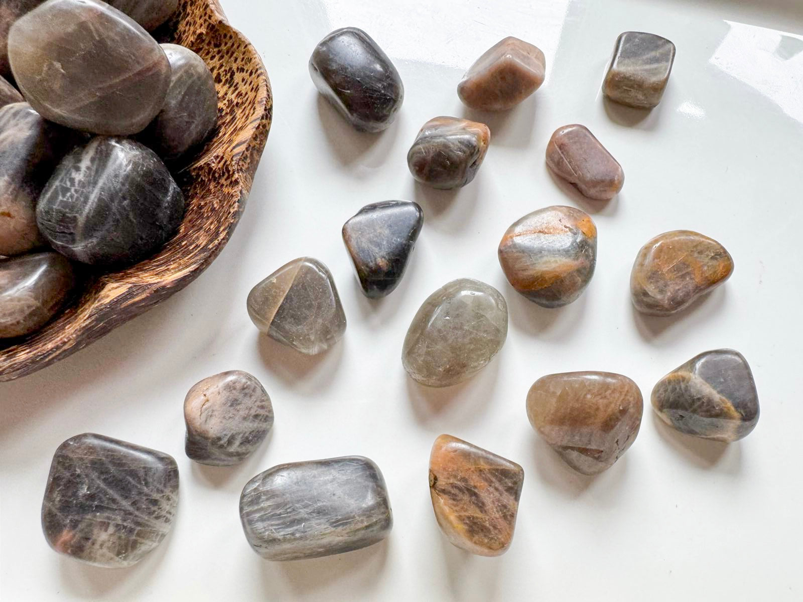 Black Moonstone Tumbled Stone