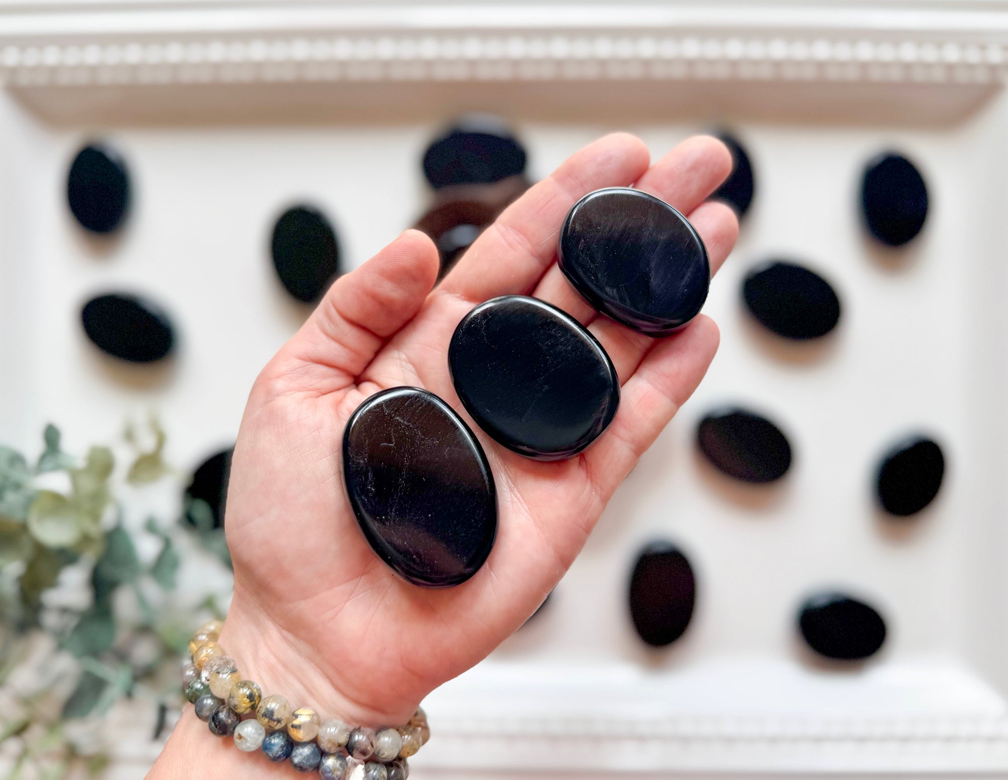 Black Obsidian Flat Palm Stone
