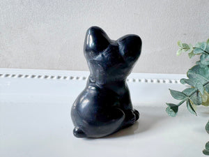 Black Obsidian French Bulldog Carving
