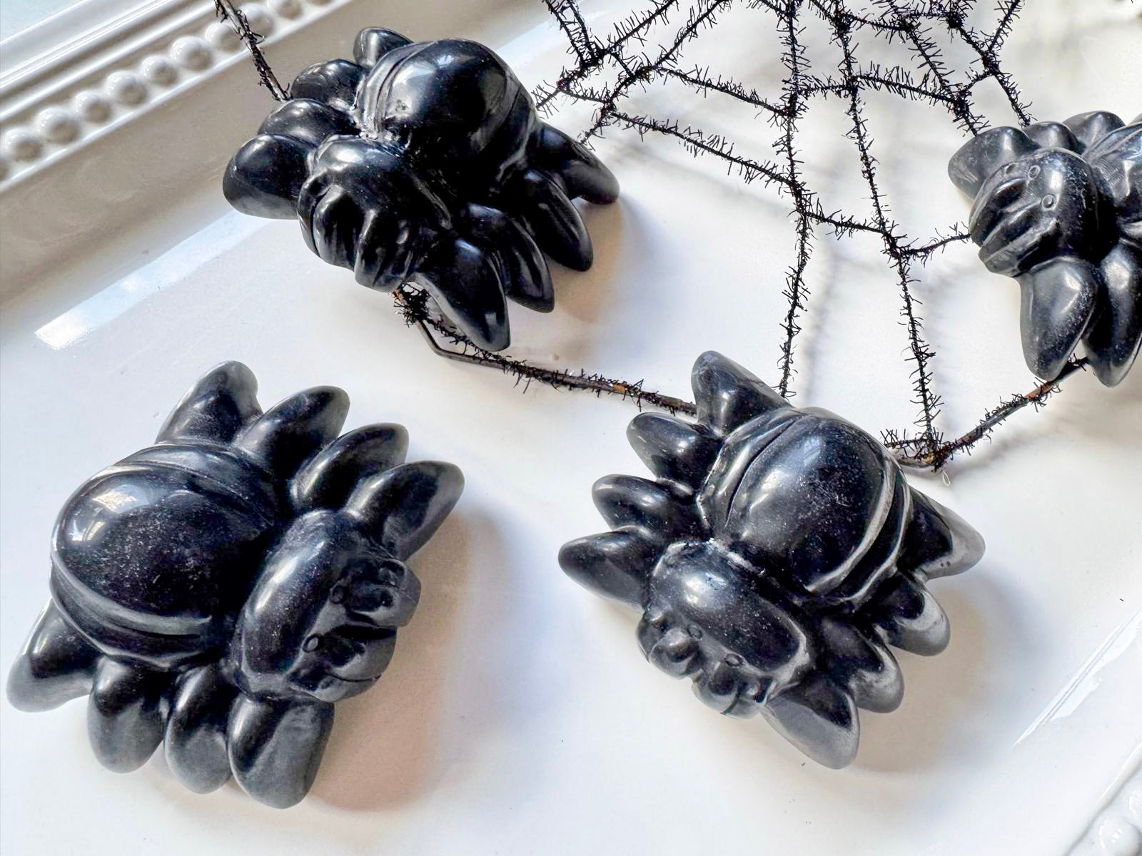 Black Obsidian Spider Carving