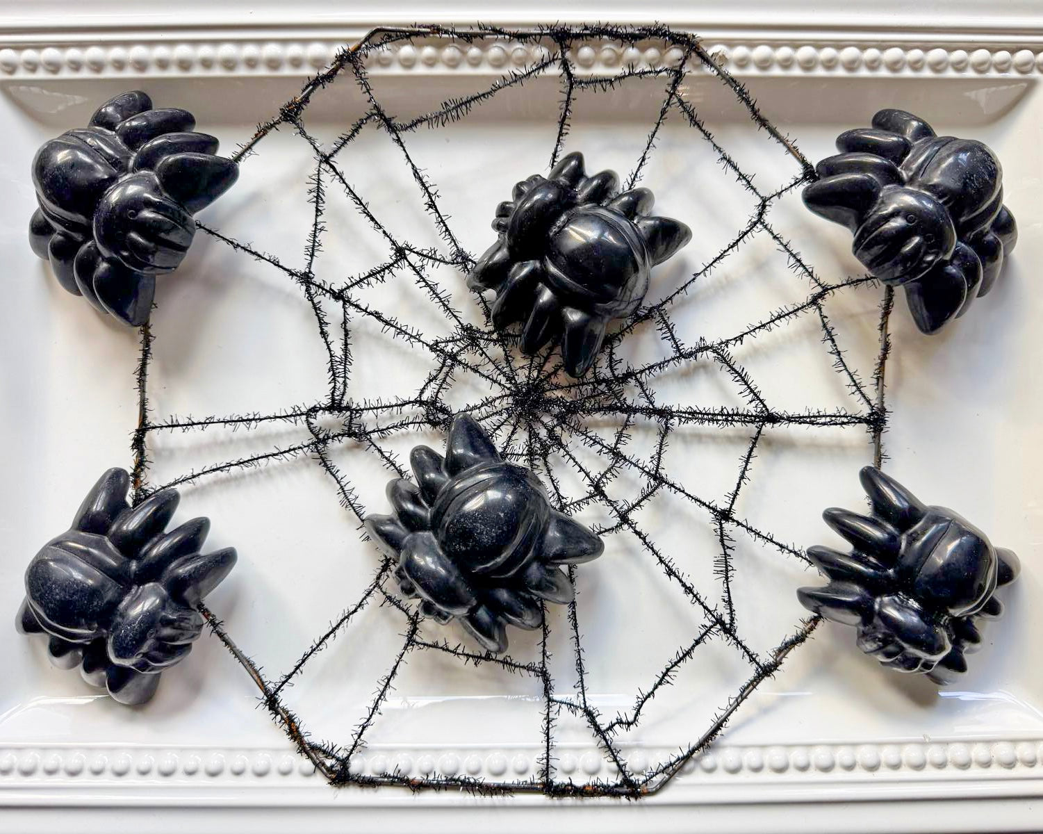 Black Obsidian Spider Carving