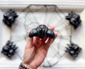 Black Obsidian Spider Carving