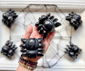 Black Obsidian Spider Carving