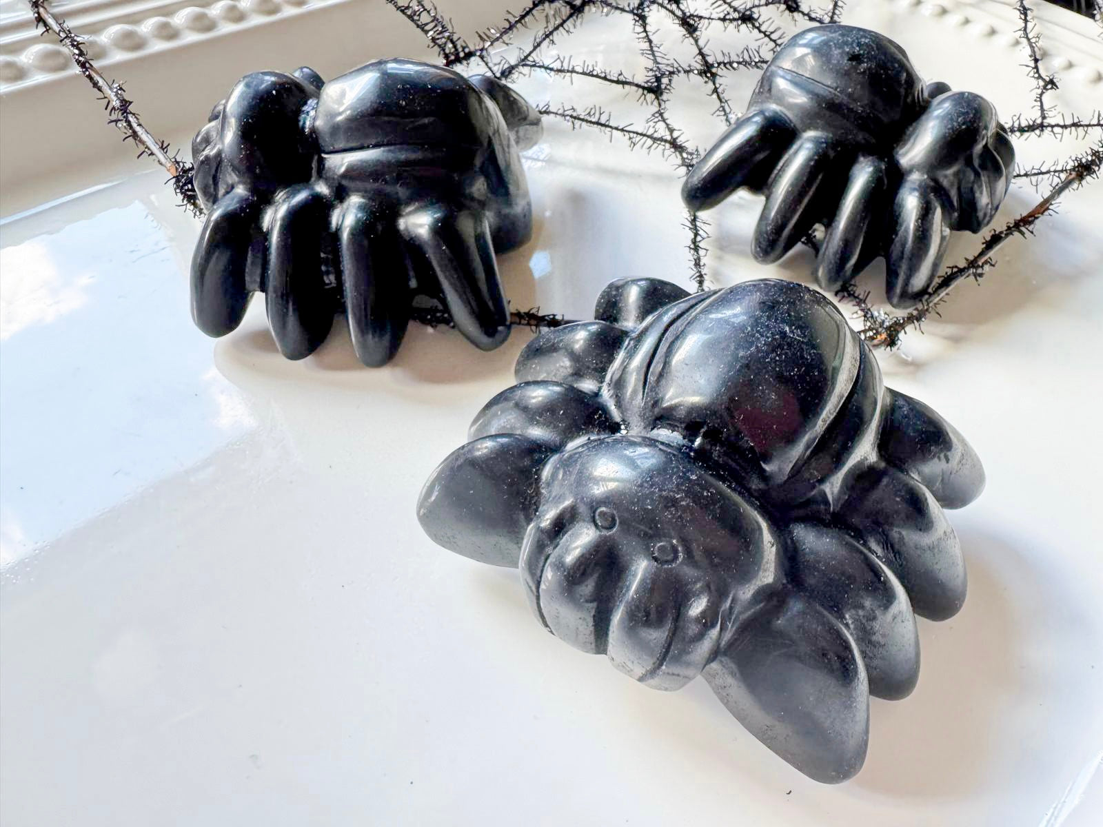 Black Obsidian Spider Carving