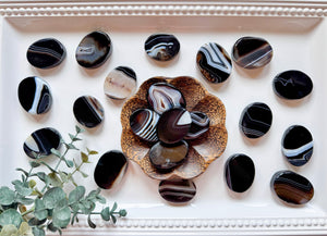 Black Sardonyx Flat Palm Stone
