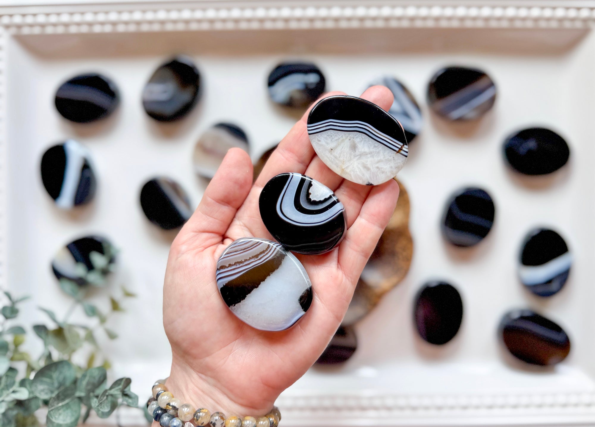 Black Sardonyx Flat Palm Stone

